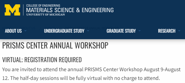PRISMS Workshop